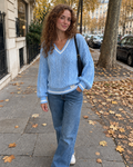 Contrast Trim Knit Jumper in Light Blue