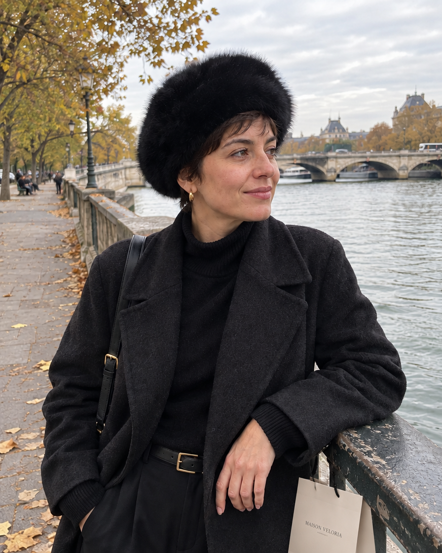 Faux Fur Hat in Black