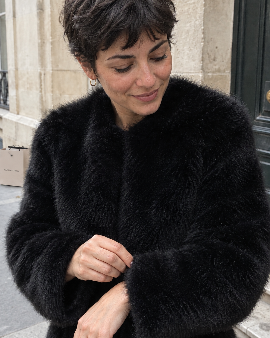 Faux Fur Hat in Black