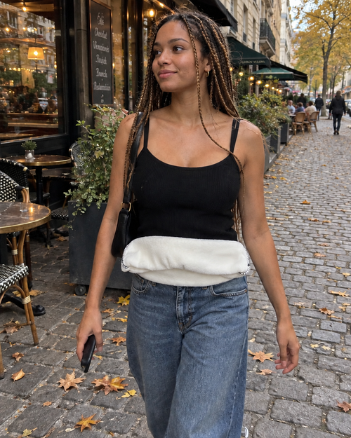 Fleece-Lined Top in Black