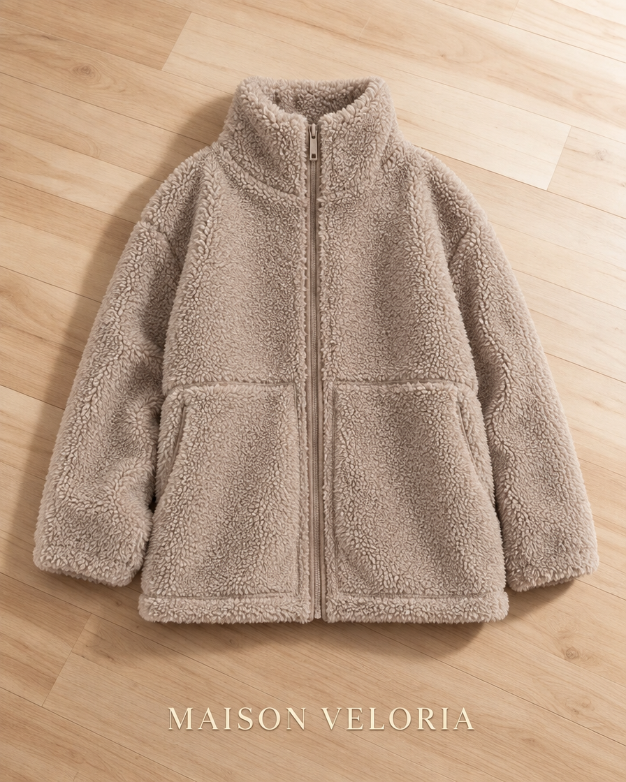 Wool-Effect Jacket in Brown
