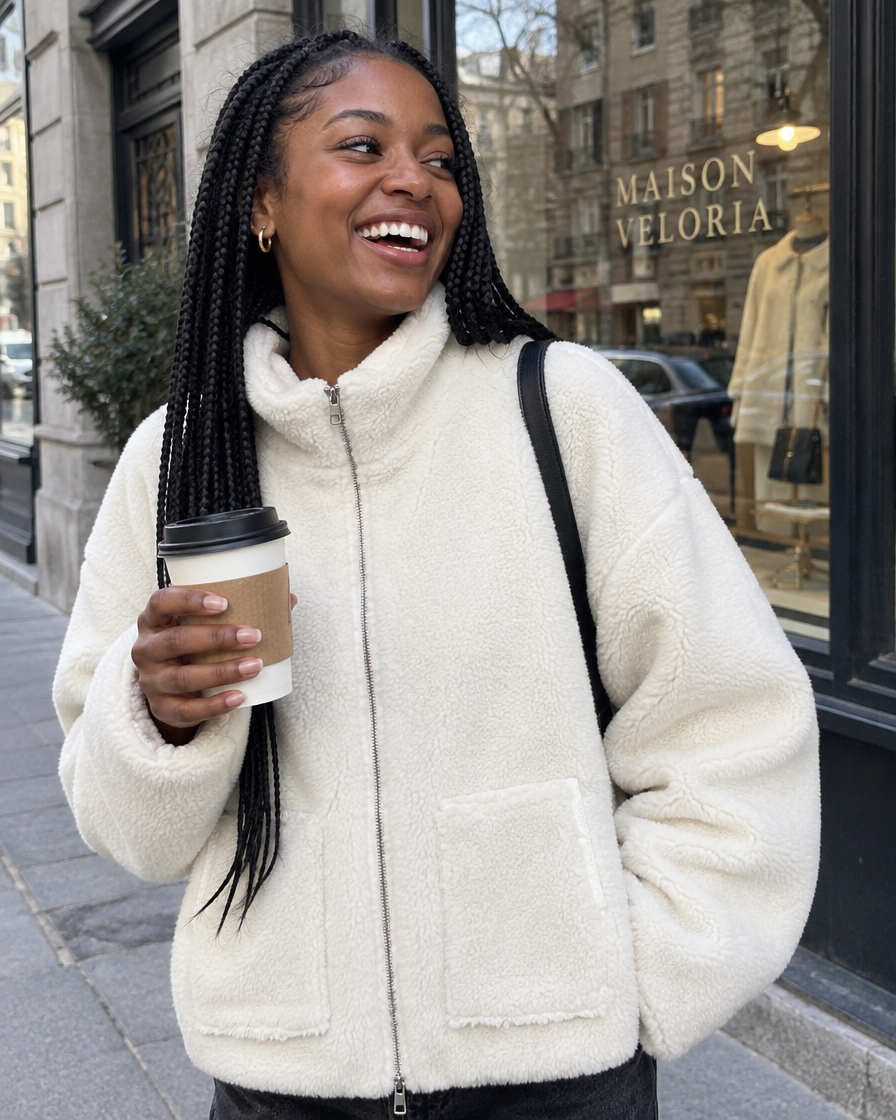 Wool-Effect Jacket in White