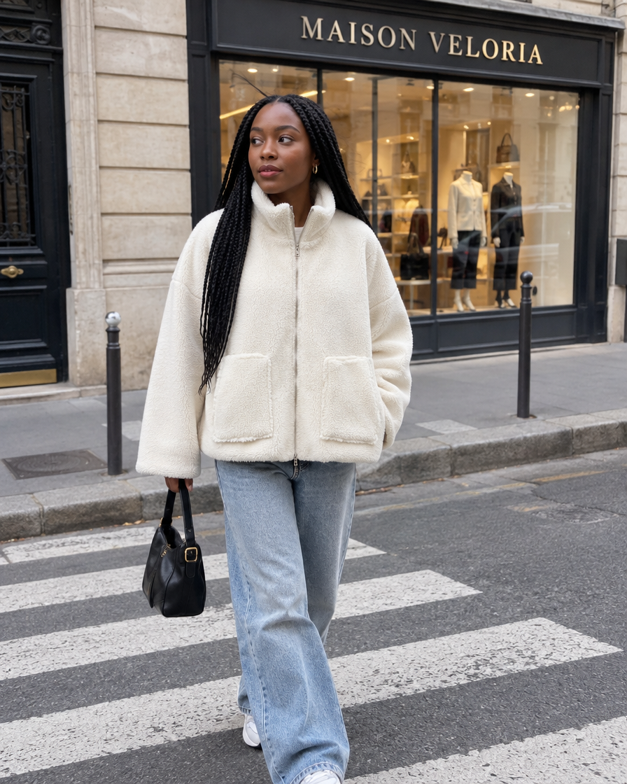 Wool-Effect Jacket in White