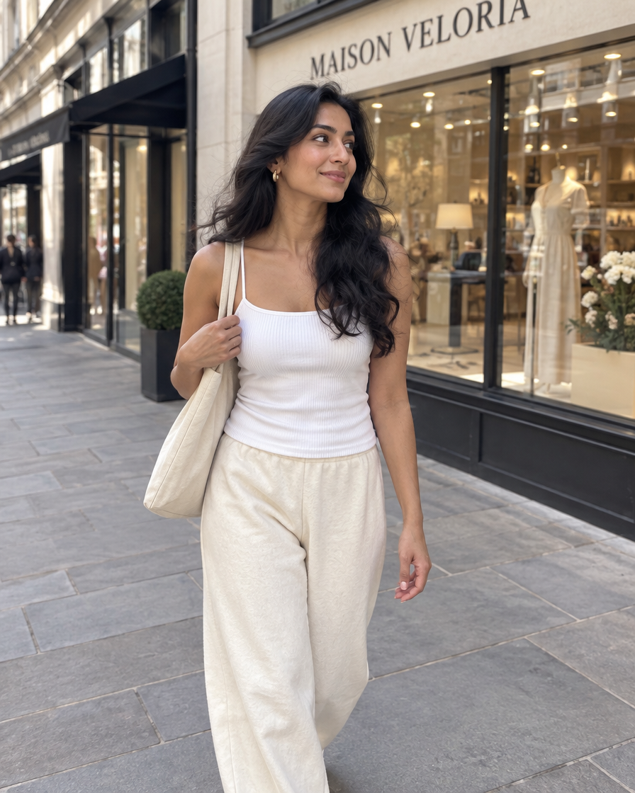 Fleece-Lined Top in White