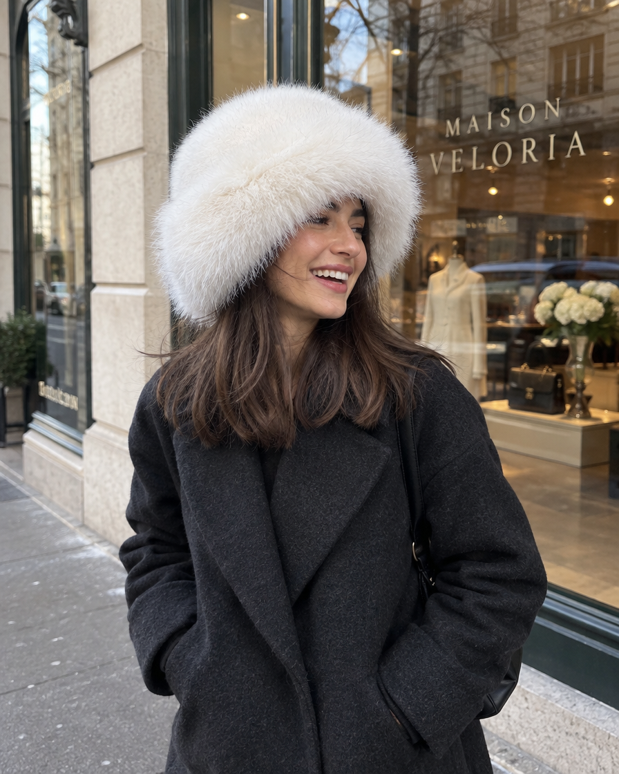 Faux Fur Hat in White
