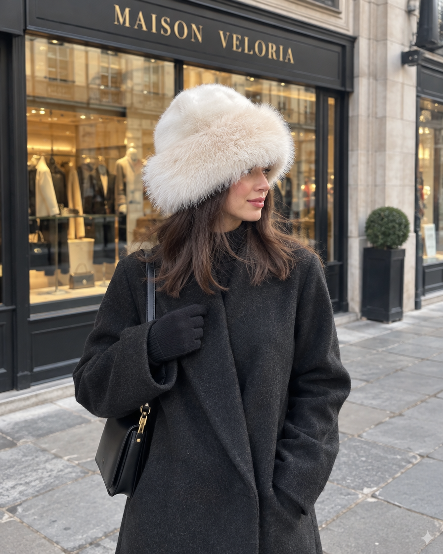 Faux Fur Hat in White